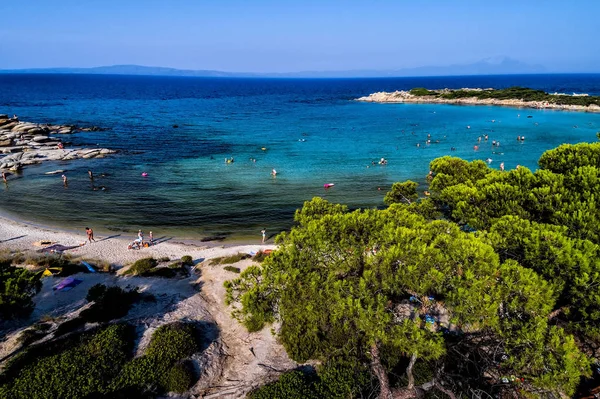 Letecký pohled na krásné Karidi pláže ve Vourvourou C — Stock fotografie