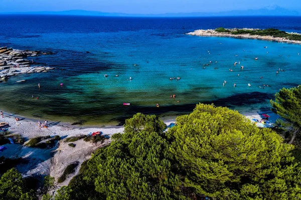 Letecký pohled na krásné Karidi pláže ve Vourvourou C — Stock fotografie