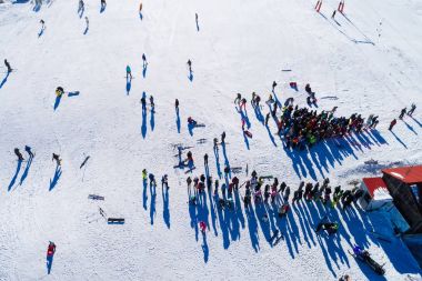 Dağ ra Ski Resort Vasilitsa, kayakçı havadan görünümü
