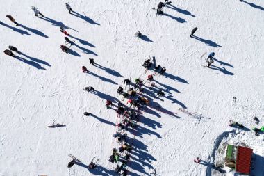 Dağ ra Ski Resort Vasilitsa, kayakçı havadan görünümü