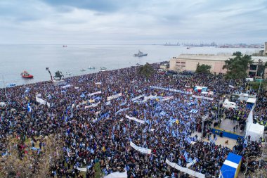 Thessaloniki, Yunanistan - 21 Ocak 2018:Thousands insanlar protesto adı anlaşmazlık EYC Thessaloniki, Yunanistan ile Yunan herhangi bir ödün karşı