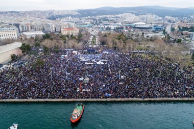 Thessaloniki, Yunanistan - 21 Ocak 2018:Thousands insanlar protesto adı anlaşmazlık EYC Thessaloniki, Yunanistan ile Yunan herhangi bir ödün karşı