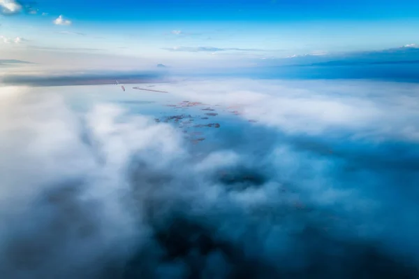 Aerial View. Flying over the clouds . — Stock Photo, Image