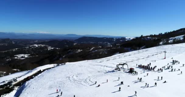 Vasilitsa Griekenland Januari 2018 Luchtfoto Van Skiën Ski Resort Vasilitsa — Stockvideo