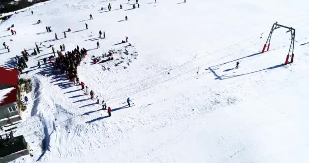 Vasilitsa Grecia Enero 2018 Vista Aérea Los Esquiadores Estación Esquí — Vídeos de Stock