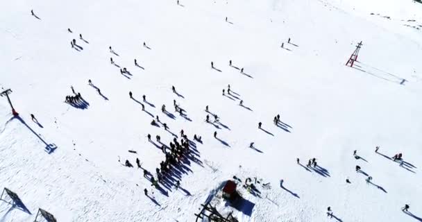 Vasilitsa Grecia Gennaio 2018 Veduta Aerea Degli Sciatori Presso Stazione — Video Stock