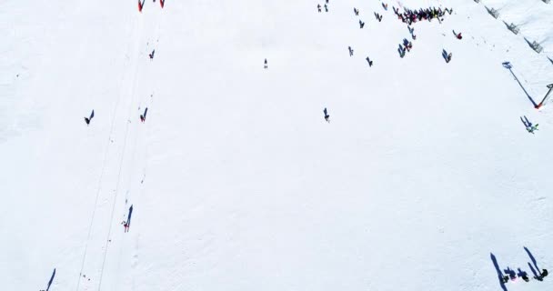 Vasilitsa Görögország 2018 Január Légi Felvétel Síelők Ski Resort Vasilitsa — Stock videók