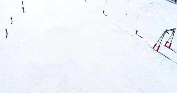 Василица Греция Января 2018 Года Вид Воздуха Лыжников Горнолыжном Курорте — стоковое видео