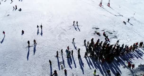 Vasilitsa Grekland Januari 2018 Flygfoto Över Skidåkare Ski Resort Vasilitsa — Stockvideo