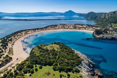 Voidokilia Beach, en iyi plaj panoramik havadan görünümü