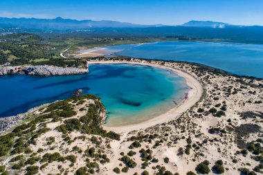 Voidokilia Beach, en iyi plaj panoramik havadan görünümü