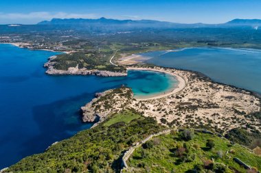 Voidokilia Beach, en iyi plaj panoramik havadan görünümü