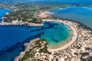 Voidokilia Beach, en iyi plaj panoramik havadan görünümü
