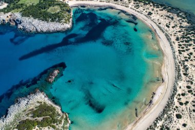 Voidokilia Beach, en iyi plaj panoramik havadan görünümü