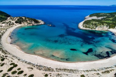Voidokilia Beach, en iyi plaj panoramik havadan görünümü