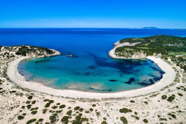 Voidokilia Beach, en iyi plaj panoramik havadan görünümü