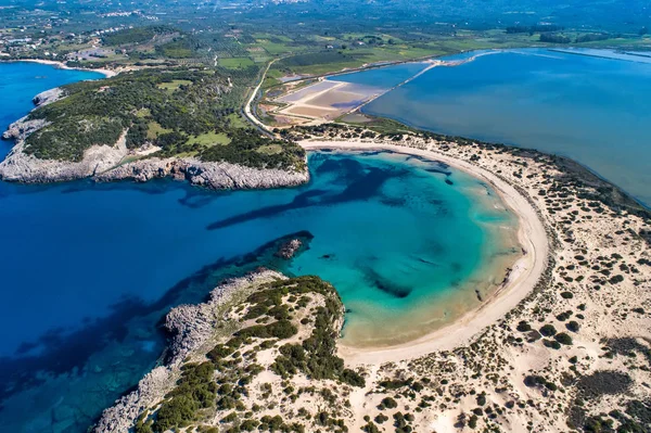 Voidokilia Beach, en iyi plaj panoramik havadan görünümü — Stok fotoğraf