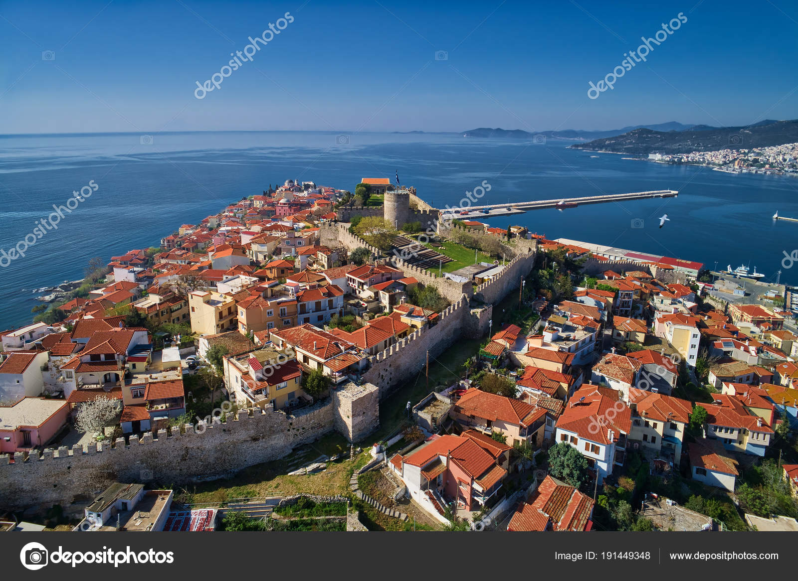 Vue Aérienne De La Ville Kavala Dans