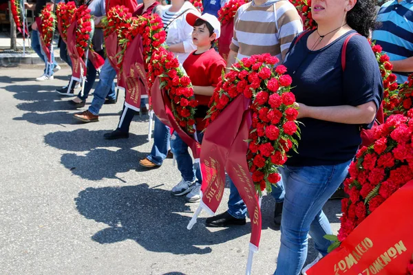 During celebration of May Day in city centre. General Confederat — Stock Photo, Image