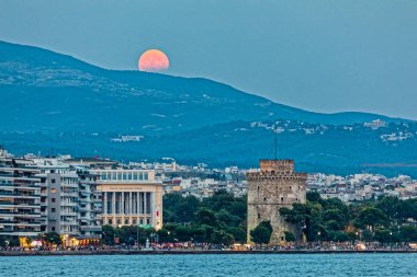  Tam kan ay ve güneş tutulması fırın Thessaloniki kule, G beyaz
