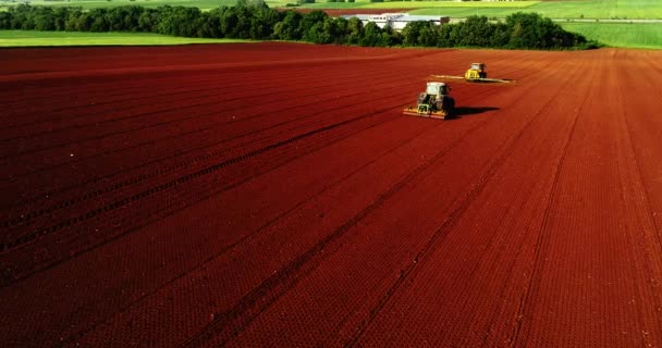 Kilkis Grecia Abril 2018 Aerial Shot Farmer Tractor Agricultural Field — Vídeos de Stock