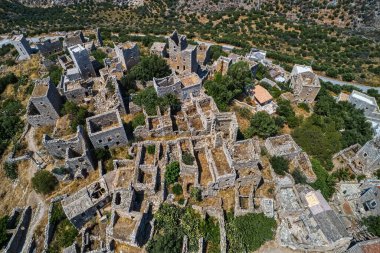 Chara 'lı etkileyici geleneksel Mani köyü Vathia