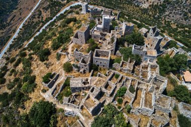 Chara 'lı etkileyici geleneksel Mani köyü Vathia