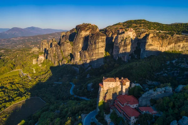 Vue aérienne depuis le monastère Rousanou à Meteora, Grèce — Photo
