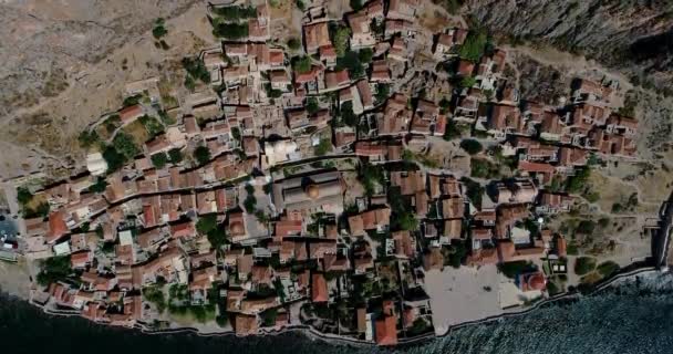 Yunanistan Peloponnese Kentindeki Eski Monemvasia Kentinin Havadan Görünüşü Monemvasia Genellikle — Stok video