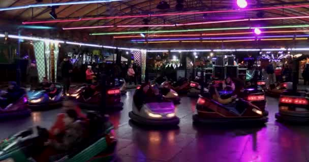 Drama Greece December 2019 Craziest Race Bumper Cars Amusement Park — Stock Video