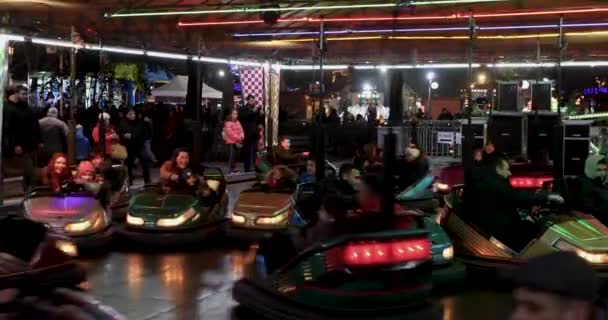 Drama Greece December 2019 Craziest Race Bumper Cars Amusement Park — Stock Video