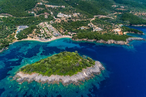 Aerial view of uninhabited island near of Agia Paraskeui Beach w — 스톡 사진