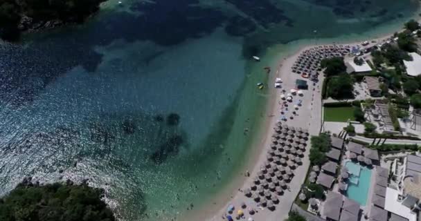 Vue Aérienne Agia Paraskeui Beach Avec Mer Turquoise Dans Les — Video