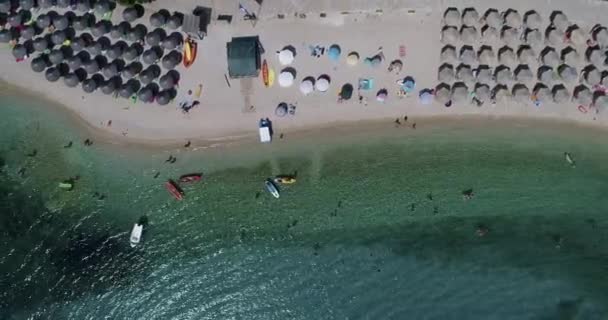 Aerial Drone Bird Eye View Agia Paraskeui Beach Turquoise Sea — Vídeo de Stock
