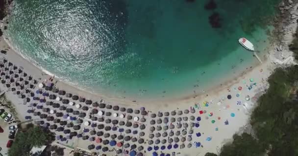 Aerial View Sarakiniko Beach Turquoise Sea Parga Area Ionian Sea — 비디오