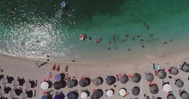 Letecký Pohled Pláž Sarakiniko Tyrkysovým Mořem Oblasti Parga Jónského Moře — Stock video