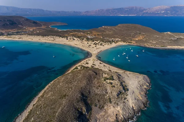ギリシャのElafonisos島のSimosビーチの空中ビュー. — ストック写真