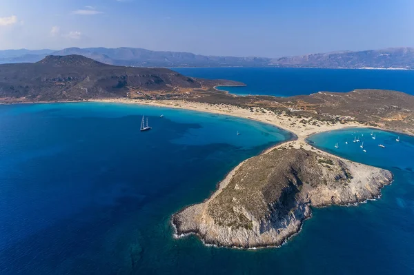 Aerial view of Simos beach in Elafonisos island in Greece. — Stock Photo, Image