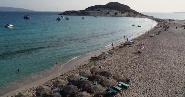Vista Aérea Playa Simos Isla Elafonisos Grecia Elafonisos Una Pequeña — Vídeo de stock