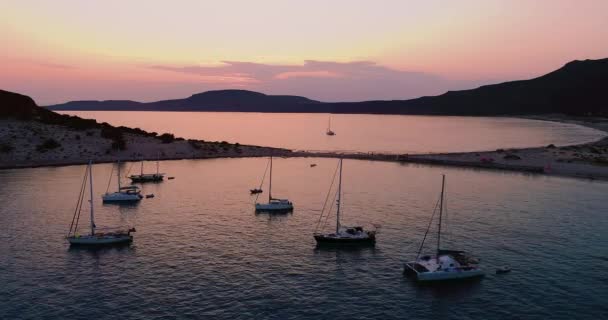 Vista Aérea Playa Simos Atardecer Isla Elafonisos Grecia Elafonisos Una — Vídeos de Stock