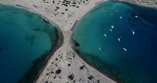 Widok Lotu Ptaka Plaży Simos Wyspie Elafonisos Grecji Elafonisos Mała — Wideo stockowe