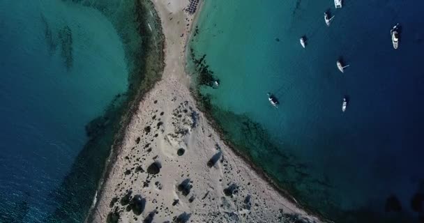 Yunanistan Elafonisos Adasındaki Simos Plajının Hava Manzarası Elafonisos Cennet Gibi — Stok video