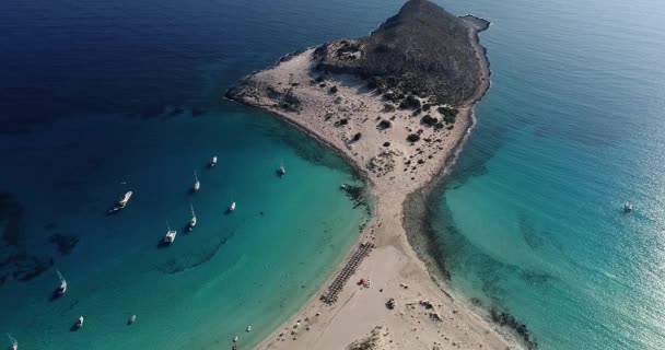 Вид Повітря Пляж Сімоса Острові Елафонісос Греції Elafonisos Невеликий Грецький — стокове відео