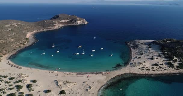 Uitzicht Vanuit Lucht Het Strand Van Simos Het Griekse Eiland — Stockvideo