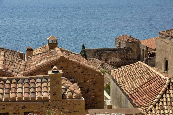 View of the old town of Monemvasia in Lakonia of Peloponnese, Gr — 스톡 사진