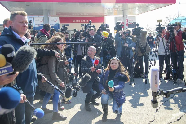 Kastanies Evros Greece March 2020 Journalists Television Crews Photojournalism All — Stock Photo, Image