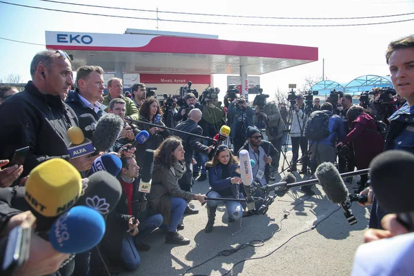 Kastanies Evros Grèce 1Er Mars 2020 Journalistes Équipes Télévision Photojournalisme — Photo