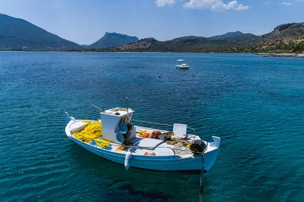 Luftbild Von Oben Von Kleinen Traditionellen Fischerboot Tropischem Smaragd Und — Stockfoto