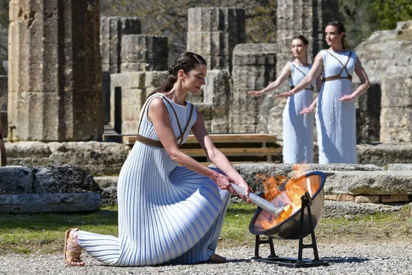 Olympia Grèce Mars 2020 Cérémonie Remise Flamme Olympique Pour Les — Photo