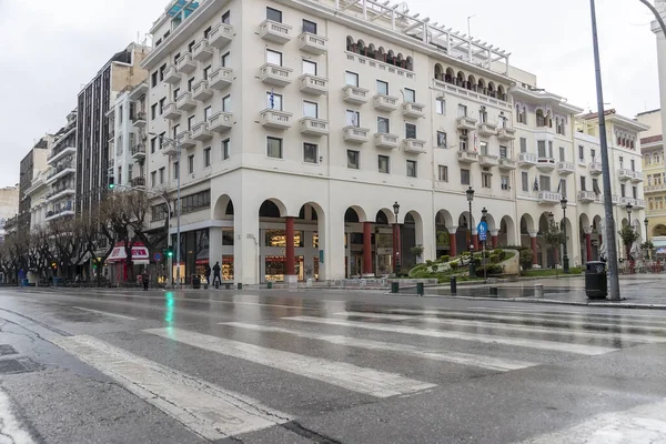 Thessaloniki Greece March 2020 View Empty Streets Thessaloniki Greece Imposed — Stock Photo, Image